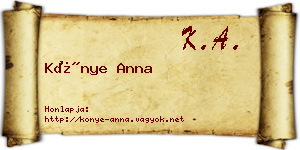 Könye Anna névjegykártya