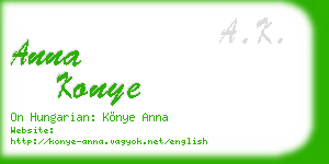 anna konye business card